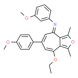 ChemSpider 2D Image | (4E)-8-Ethoxy-N-(3-methoxyphenyl)-6-(4-methoxyphenyl)-1,3-dimethyl-4H-cyclohepta[c]furan-4-imine | C27H27NO4