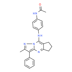ChemSpider 2D Image | N-{4-[(2-Methyl-3-phenyl-6,7-dihydro-5H-cyclopenta[d]pyrazolo[1,5-a]pyrimidin-8-yl)amino]phenyl}acetamide | C24H23N5O