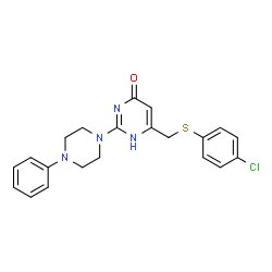 ChemSpider 2D Image | 4-pyrimidinol, 6-[[(4-chlorophenyl)thio]methyl]-2-(4-phenyl-1-piperazinyl)- | C21H21ClN4OS
