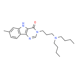 ChemSpider 2D Image | 3-[3-(Dibutylamino)propyl]-7-methyl-3,5-dihydro-4H-pyrimido[5,4-b]indol-4-one | C22H32N4O