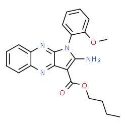 ChemSpider 2D Image | Butyl 2-amino-1-(2-methoxyphenyl)-1H-pyrrolo[2,3-b]quinoxaline-3-carboxylate | C22H22N4O3