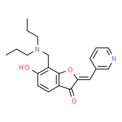 ChemSpider 2D Image | (2Z)-7-[(Dipropylamino)methyl]-6-hydroxy-2-(3-pyridinylmethylene)-1-benzofuran-3(2H)-one | C21H24N2O3