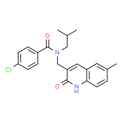 ChemSpider 2D Image | 4-Chloro-N-isobutyl-N-[(6-methyl-2-oxo-1,2-dihydro-3-quinolinyl)methyl]benzamide | C22H23ClN2O2