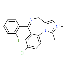ChemSpider 2D Image | 8-Chloro-6-(2-fluorophenyl)-1-methyl-4H-imidazo[1,5-a][1,4]benzodiazepine 2-oxide | C18H13ClFN3O