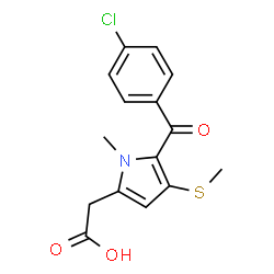 ChemSpider 2D Image | [5-(4-Chlorobenzoyl)-1-methyl-4-(methylsulfanyl)-1H-pyrrol-2-yl]acetic acid | C15H14ClNO3S