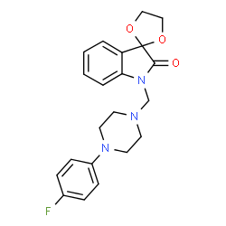 ChemSpider 2D Image | 1'-{[4-(4-Fluorophenyl)-1-piperazinyl]methyl}spiro[1,3-dioxolane-2,3'-indol]-2'(1'H)-one | C21H22FN3O3