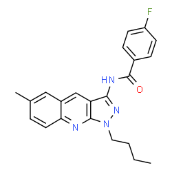 ChemSpider 2D Image | N-(1-Butyl-6-methyl-1H-pyrazolo[3,4-b]quinolin-3-yl)-4-fluorobenzamide | C22H21FN4O