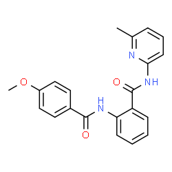 ChemSpider 2D Image | 2-[(4-Methoxybenzoyl)amino]-N-(6-methyl-2-pyridinyl)benzamide | C21H19N3O3