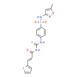 ChemSpider 2D Image | (2E)-N-({4-[(5-Methyl-1,2-oxazol-3-yl)sulfamoyl]phenyl}carbamothioyl)-3-(2-thienyl)acrylamide | C18H16N4O4S3