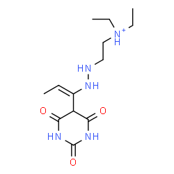 ChemSpider 2D Image | N,N-Diethyl-2-{2-[(1E)-1-(2,4,6-trioxohexahydro-5-pyrimidinyl)-1-propen-1-yl]hydrazino}ethanaminium | C13H24N5O3
