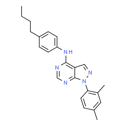 ChemSpider 2D Image | N-(4-Butylphenyl)-1-(2,4-dimethylphenyl)-1H-pyrazolo[3,4-d]pyrimidin-4-amine | C23H25N5
