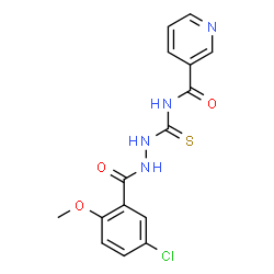 ChemSpider 2D Image | N-{[2-(5-Chloro-2-methoxybenzoyl)hydrazino]carbothioyl}nicotinamide | C15H13ClN4O3S