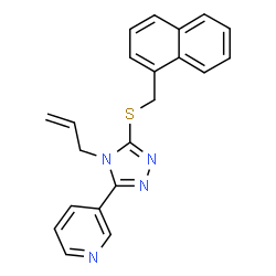 ChemSpider 2D Image | 3-{4-Allyl-5-[(1-naphthylmethyl)sulfanyl]-4H-1,2,4-triazol-3-yl}pyridine | C21H18N4S