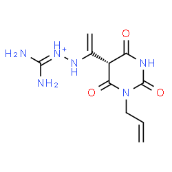 ChemSpider 2D Image | 2-{1-[(5R)-1-Allyl-2,4,6-trioxohexahydro-5-pyrimidinyl]vinyl}-1-(diaminomethylene)hydrazinium | C10H15N6O3