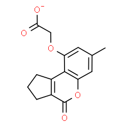 ChemSpider 2D Image | [(7-Methyl-4-oxo-1,2,3,4-tetrahydrocyclopenta[c]chromen-9-yl)oxy]acetate | C15H13O5