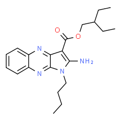 ChemSpider 2D Image | 2-Ethylbutyl 2-amino-1-butyl-1H-pyrrolo[2,3-b]quinoxaline-3-carboxylate | C21H28N4O2