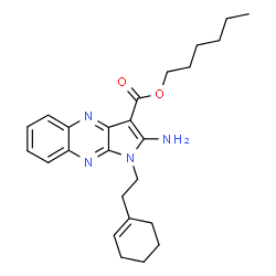 ChemSpider 2D Image | Hexyl 2-amino-1-[2-(1-cyclohexen-1-yl)ethyl]-1H-pyrrolo[2,3-b]quinoxaline-3-carboxylate | C25H32N4O2