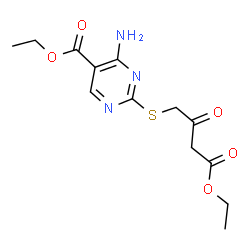 ChemSpider 2D Image | Ethyl 4-amino-2-[(4-ethoxy-2,4-dioxobutyl)sulfanyl]-5-pyrimidinecarboxylate | C13H17N3O5S