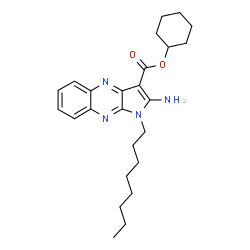 ChemSpider 2D Image | Cyclohexyl 2-amino-1-octyl-1H-pyrrolo[2,3-b]quinoxaline-3-carboxylate | C25H34N4O2