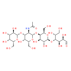 ChemSpider 2D Image | beta-D-Galactopyranosyl-(1->3)-2-acetamido-2-deoxy-beta-D-galactopyranosyl-(1->4)-beta-D-galactopyranosyl-(1->4)-D-glucose | C26H45NO21