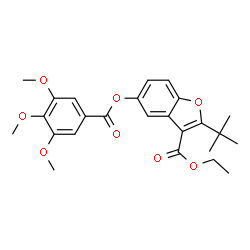 ChemSpider 2D Image | Ethyl 2-tert-butyl-5-[(3,4,5-trimethoxybenzoyl)oxy]-1-benzofuran-3-carboxylate | C25H28O8