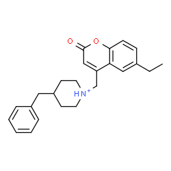 ChemSpider 2D Image | 4-Benzyl-1-[(6-ethyl-2-oxo-2H-chromen-4-yl)methyl]piperidinium | C24H28NO2
