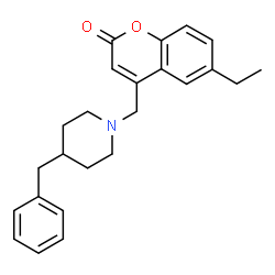 ChemSpider 2D Image | 4-[(4-Benzyl-1-piperidinyl)methyl]-6-ethyl-2H-chromen-2-one | C24H27NO2