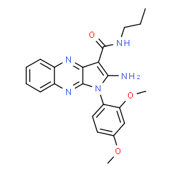 ChemSpider 2D Image | 2-Amino-1-(2,4-dimethoxyphenyl)-N-propyl-1H-pyrrolo[2,3-b]quinoxaline-3-carboxamide | C22H23N5O3