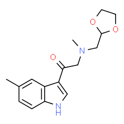 ChemSpider 2D Image | 2-[(1,3-Dioxolan-2-ylmethyl)(methyl)amino]-1-(5-methyl-1H-indol-3-yl)ethanone | C16H20N2O3