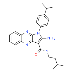 ChemSpider 2D Image | 2-Amino-1-(4-isopropylphenyl)-N-(3-methylbutyl)-1H-pyrrolo[2,3-b]quinoxaline-3-carboxamide | C25H29N5O