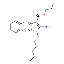 ChemSpider 2D Image | Propyl 2-amino-1-hexyl-1H-pyrrolo[2,3-b]quinoxaline-3-carboxylate | C20H26N4O2
