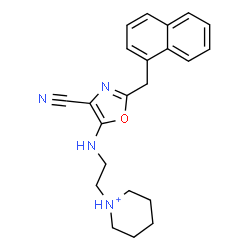 ChemSpider 2D Image | 1-(2-{[4-Cyano-2-(1-naphthylmethyl)-1,3-oxazol-5-yl]amino}ethyl)piperidinium | C22H25N4O