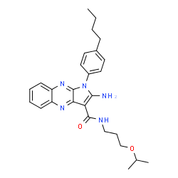 ChemSpider 2D Image | 2-Amino-1-(4-butylphenyl)-N-(3-isopropoxypropyl)-1H-pyrrolo[2,3-b]quinoxaline-3-carboxamide | C27H33N5O2