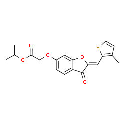 ChemSpider 2D Image | Isopropyl ({(2Z)-2-[(3-methyl-2-thienyl)methylene]-3-oxo-2,3-dihydro-1-benzofuran-6-yl}oxy)acetate | C19H18O5S