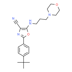 ChemSpider 2D Image | 2-(4-tert-butylphenyl)-5-{[3-(morpholin-4-yl)propyl]amino}-1,3-oxazole-4-carbonitrile | C21H28N4O2