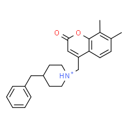 ChemSpider 2D Image | 4-Benzyl-1-[(7,8-dimethyl-2-oxo-2H-chromen-4-yl)methyl]piperidinium | C24H28NO2