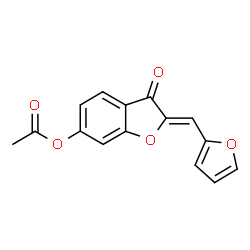 ChemSpider 2D Image | (2Z)-2-(2-Furylmethylene)-3-oxo-2,3-dihydro-1-benzofuran-6-yl acetate | C15H10O5