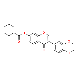 ChemSpider 2D Image | 3-(2,3-Dihydro-1,4-benzodioxin-6-yl)-4-oxo-4H-chromen-7-yl cyclohexanecarboxylate | C24H22O6