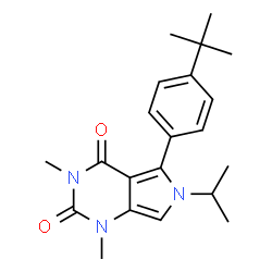 ChemSpider 2D Image | 6-Isopropyl-1,3-dimethyl-5-[4-(2-methyl-2-propanyl)phenyl]-1H-pyrrolo[3,4-d]pyrimidine-2,4(3H,6H)-dione | C21H27N3O2