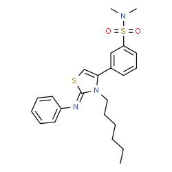 ChemSpider 2D Image | 3-[(2Z)-3-Hexyl-2-(phenylimino)-2,3-dihydro-1,3-thiazol-4-yl]-N,N-dimethylbenzenesulfonamide | C23H29N3O2S2