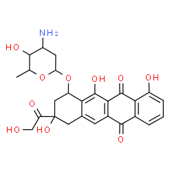 ChemSpider 2D Image | 3-Glycoloyl-3,10,12-trihydroxy-6,11-dioxo-1,2,3,4,6,11-hexahydro-1-tetracenyl 3-amino-2,3,6-trideoxyhexopyranoside | C26H27NO10