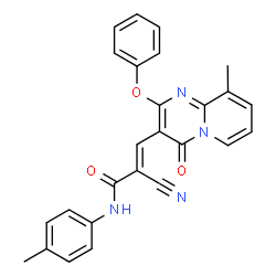 ChemSpider 2D Image | (2E)-2-Cyano-3-(9-methyl-4-oxo-2-phenoxy-4H-pyrido[1,2-a]pyrimidin-3-yl)-N-(4-methylphenyl)acrylamide | C26H20N4O3