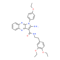 ChemSpider 2D Image | 2-Amino-N-[2-(3,4-diethoxyphenyl)ethyl]-1-(4-ethoxyphenyl)-1H-pyrrolo[2,3-b]quinoxaline-3-carboxamide | C31H33N5O4