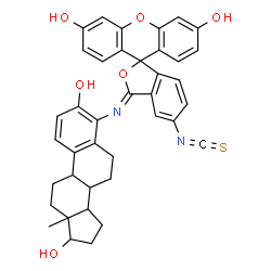 ChemSpider 2D Image | 4-[(Z)-(3',6'-Dihydroxy-5-isothiocyanato-3H-spiro[2-benzofuran-1,9'-xanthen]-3-ylidene)amino]estra-1,3,5(10)-triene-3,17-diol | C39H34N2O6S
