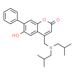 ChemSpider 2D Image | 4-[(Diisobutylamino)methyl]-6-hydroxy-7-phenyl-2H-chromen-2-one | C24H29NO3