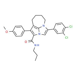 ChemSpider 2D Image | 4-(3,4-Dichlorophenyl)-1-(4-methoxyphenyl)-N-propyl-5,6,7,8-tetrahydro-2a,4a-diazacyclopenta[cd]azulene-2-carboxamide | C27H27Cl2N3O2