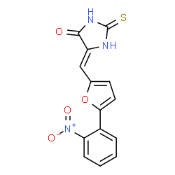 ChemSpider 2D Image | (5Z)-5-{[5-(2-Nitrophenyl)-2-furyl]methylene}-2-thioxo-4-imidazolidinone | C14H9N3O4S