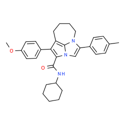 ChemSpider 2D Image | N-Cyclohexyl-1-(4-methoxyphenyl)-4-(4-methylphenyl)-5,6,7,8-tetrahydro-2a,4a-diazacyclopenta[cd]azulene-2-carboxamide | C31H35N3O2