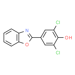 ChemSpider 2D Image | 4-(1,3-Benzoxazol-2-yl)-2,6-dichlorophenol | C13H7Cl2NO2