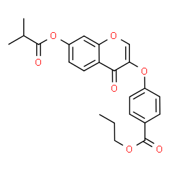 ChemSpider 2D Image | Propyl 4-{[7-(isobutyryloxy)-4-oxo-4H-chromen-3-yl]oxy}benzoate | C23H22O7